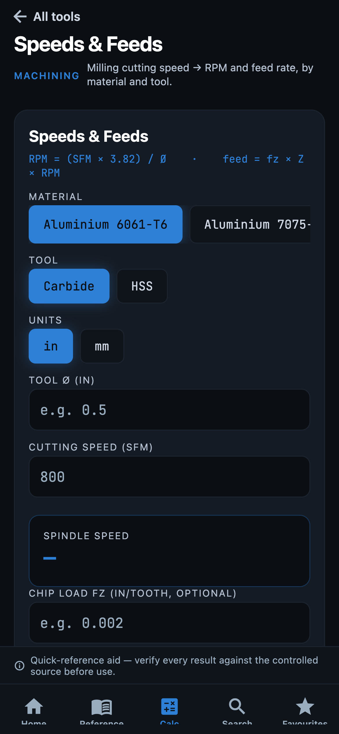 Pathix Go speeds and feeds calculator