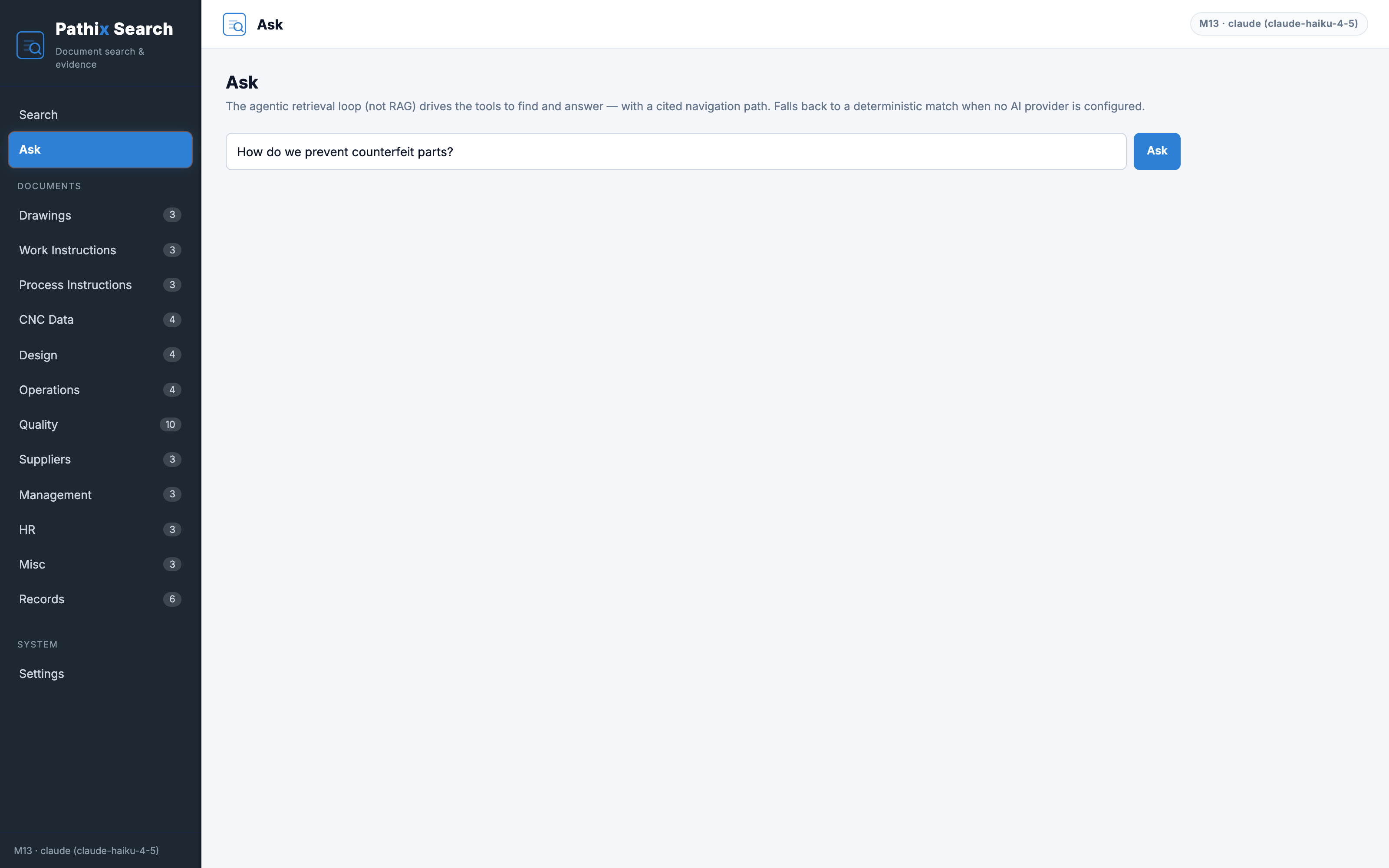 Pathix Search Ask screen